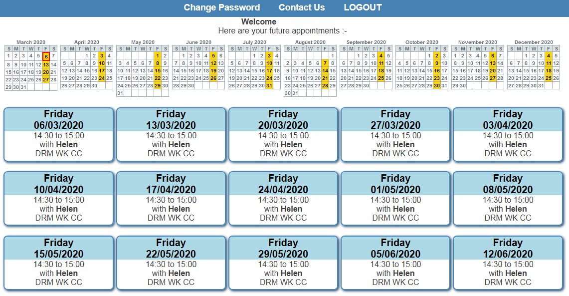 online client information and booking system